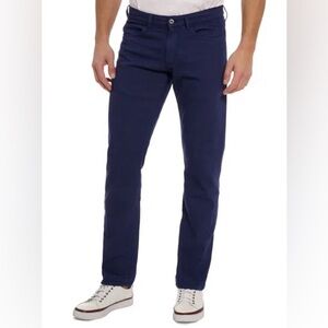 NWT ROBERT GRAHAM Navy Grant Cotton & Linen Blend Tailored Fit Pants - Size 32
